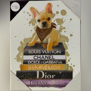 💎🐾New Frenchie French Bulldog Dog 💕Glitter Embellished Canvas Art Print🐾